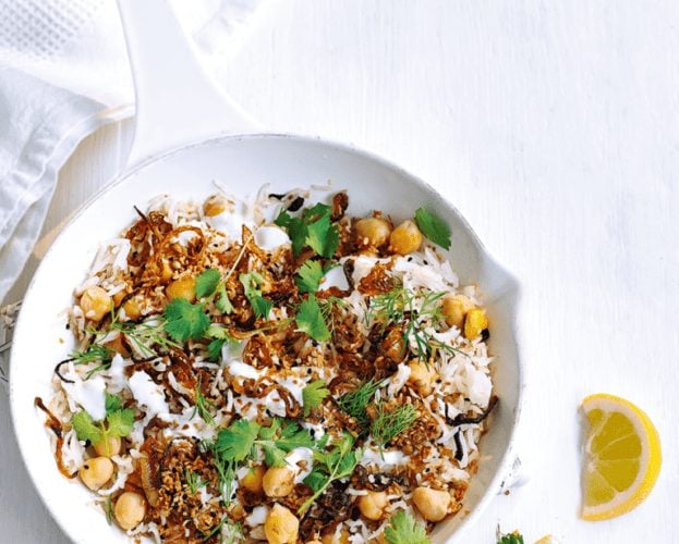 Middle Eastern broad bean pilaf