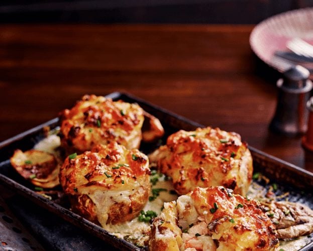 Chilli crab jacket potatoes