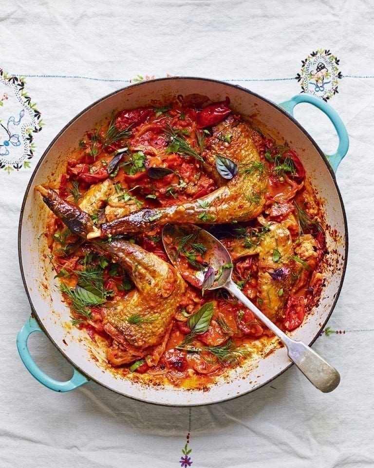 Guinea fowl chakhokhbili (Georgian chicken) recipe | delicious. magazine