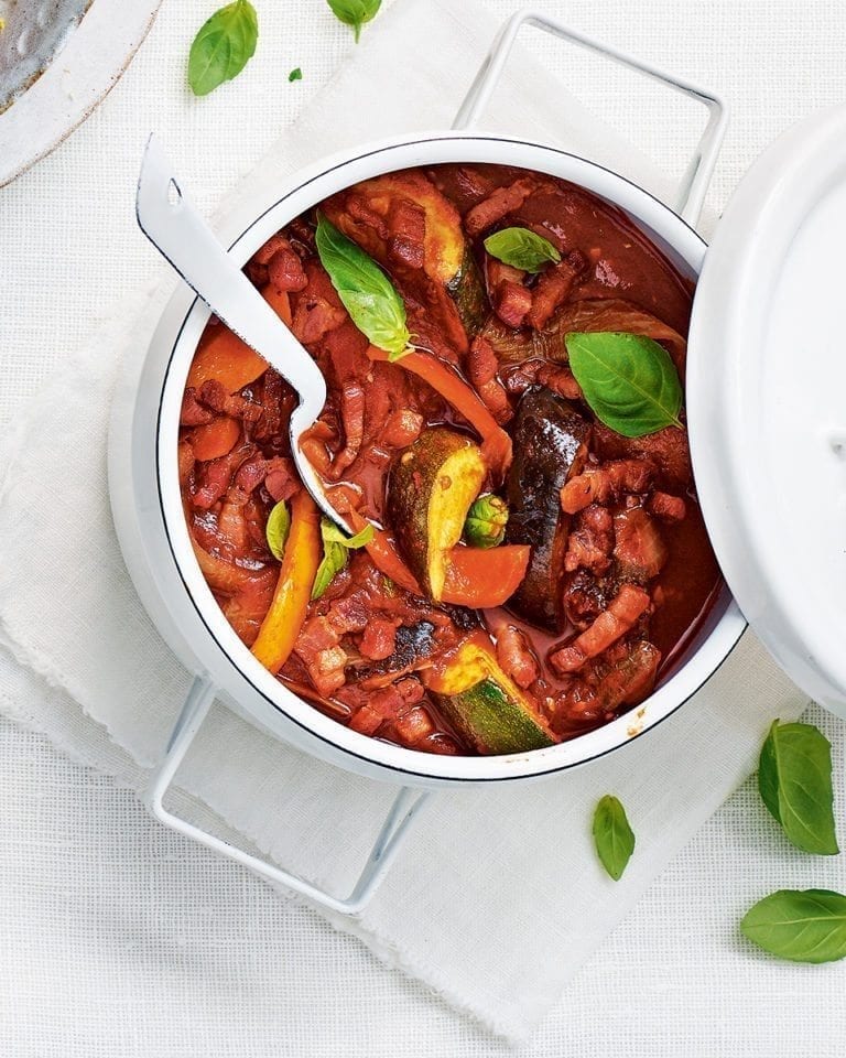 Ratatouille with bacon