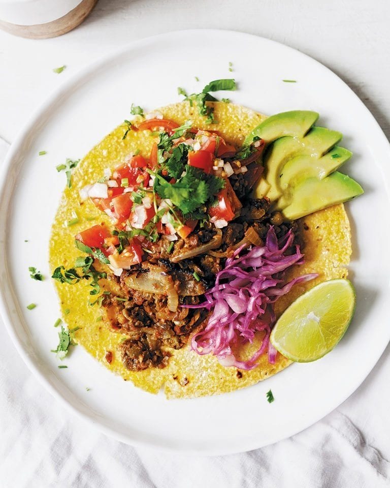 Smoked-lentil tacos with pico de gallo