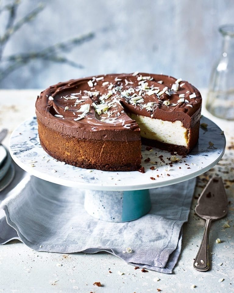 New York cheesecake with chocolate soured cream topping recipe ...