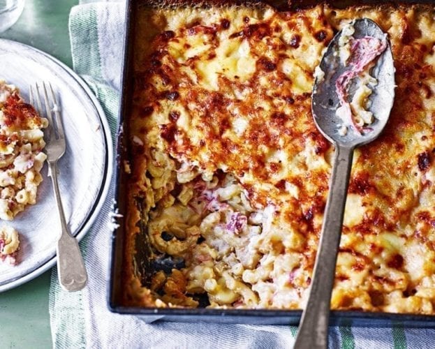Welsh rarebit and ham hock macaroni cheese