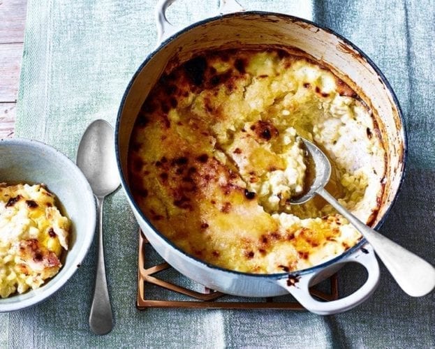 Granny Brett’s warm vanilla rice pudding with golden syrup