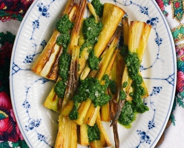 Roasted parsnips with sorrel