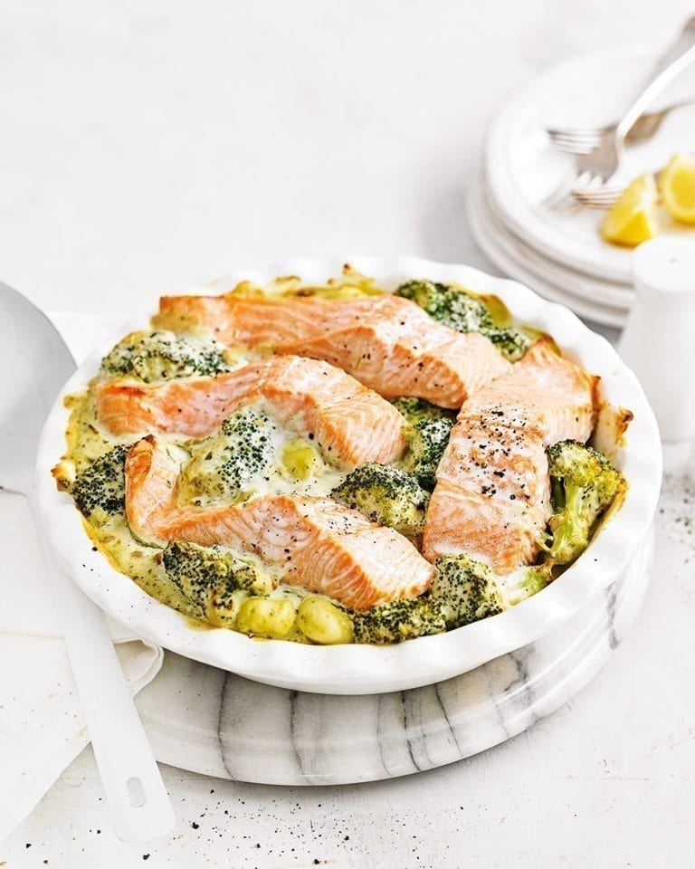 Baked salmon gnocchi