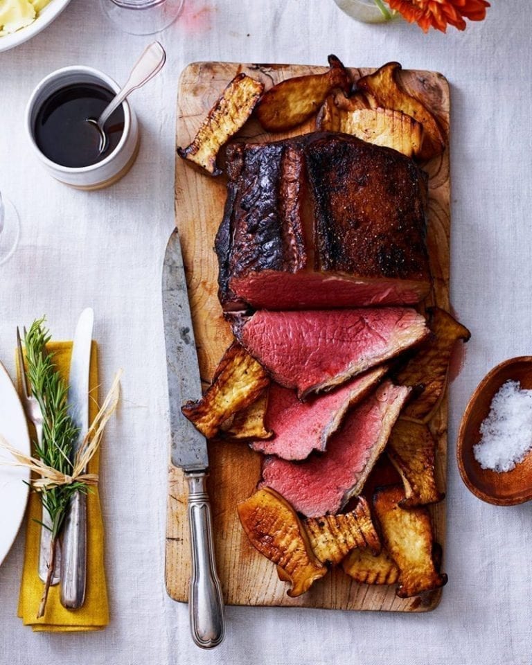 Beef sirloin with king oyster mushrooms