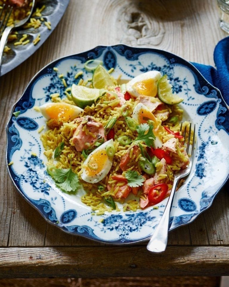 Salmon and egg kedgeree recipe delicious. magazine
