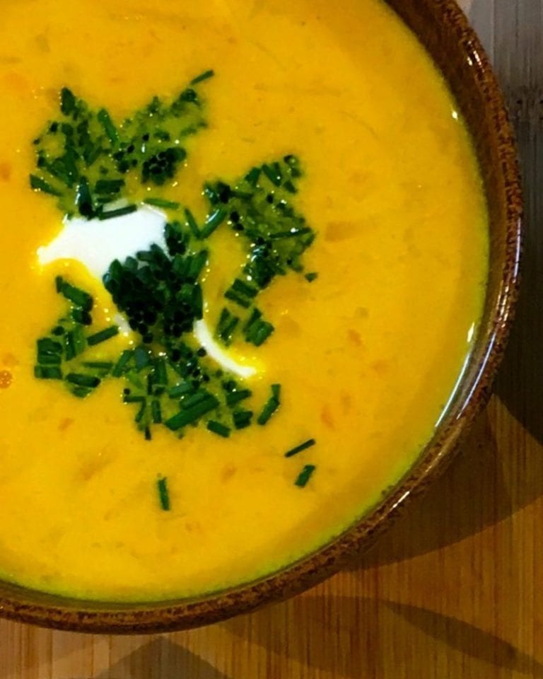 Peter Gordon’s pumpkin, ginger, chickpea and cheese soup