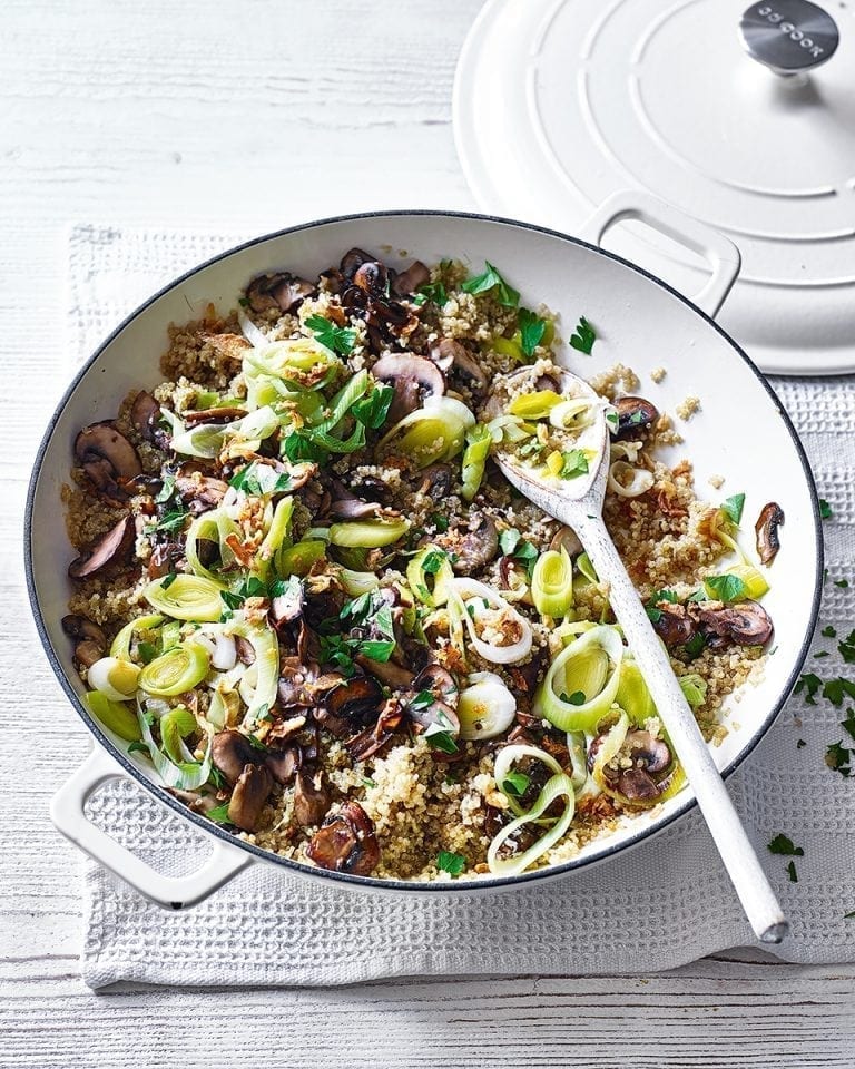 Mushroom and leek quinoa risotto recipe | delicious. magazine