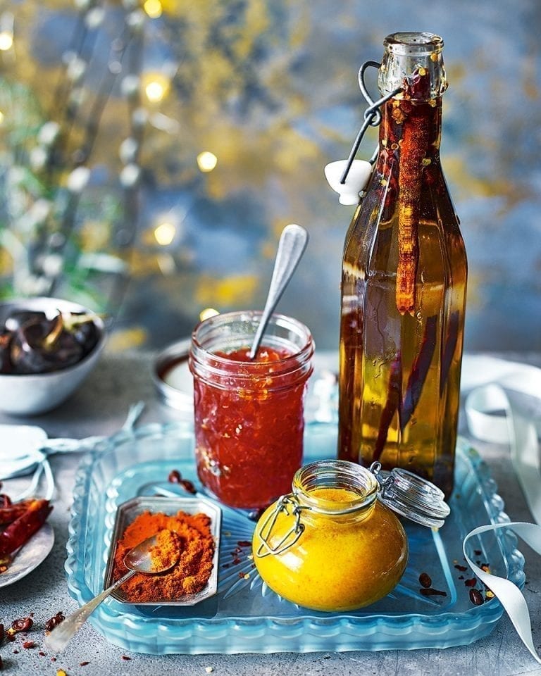 Premium Photo Making fresh chili oil