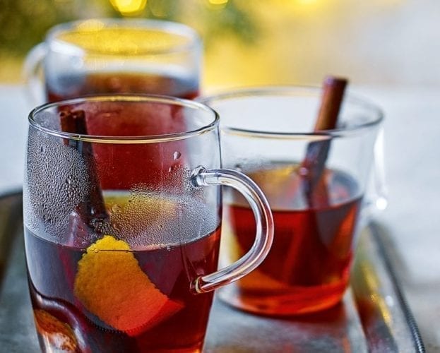 Christmas punch shown in a glass (glogg)