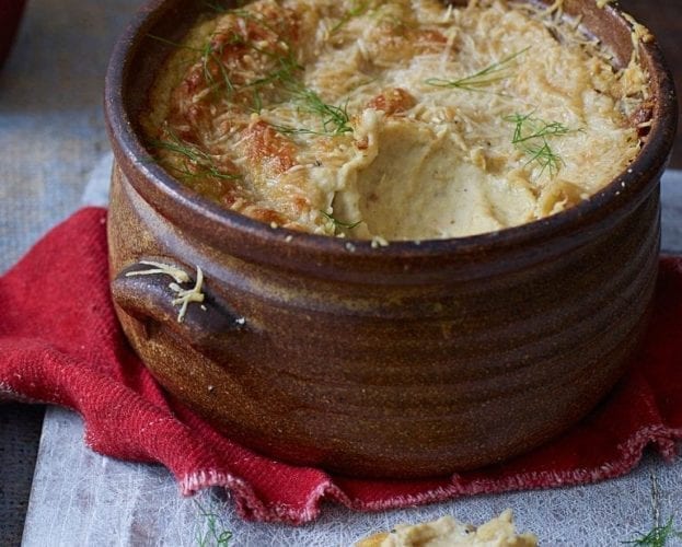 Warm fennel, butter bean and parmesan dip