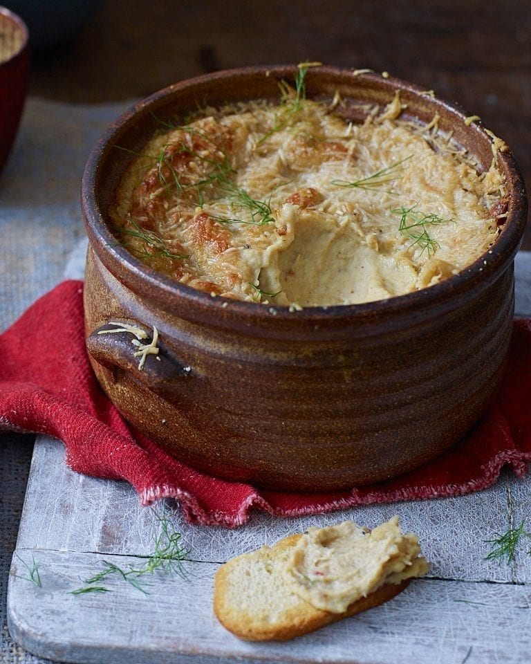 Warm fennel, butter bean and parmesan dip