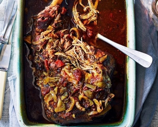 Slow cooked curried leg of lamb