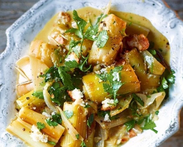 Sherry-braised leeks