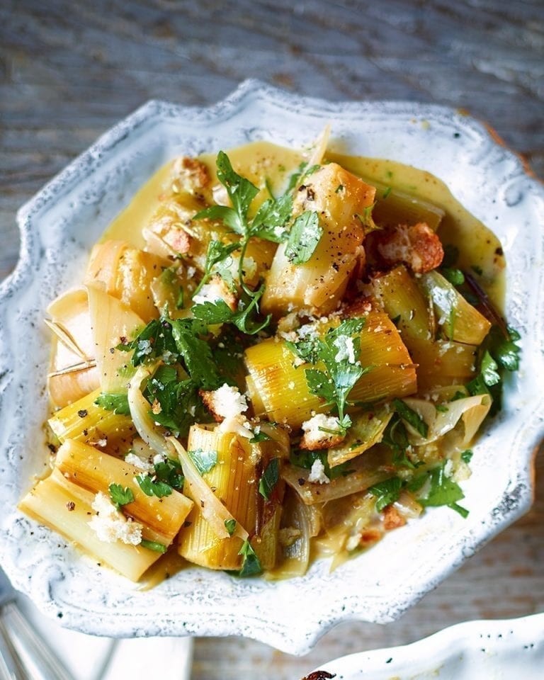 Sherry-braised leeks