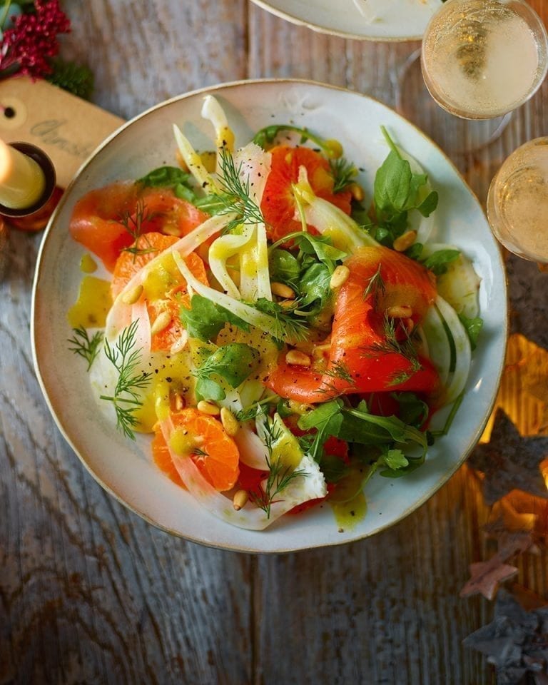 Smoked salmon, fennel and clementine salad