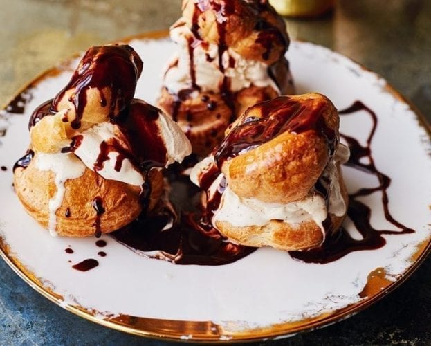 Profiteroles on a plate