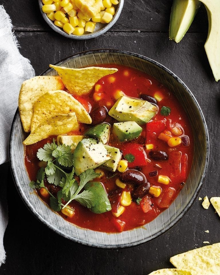 Mexican veggie and tortilla soup recipe | delicious. magazine