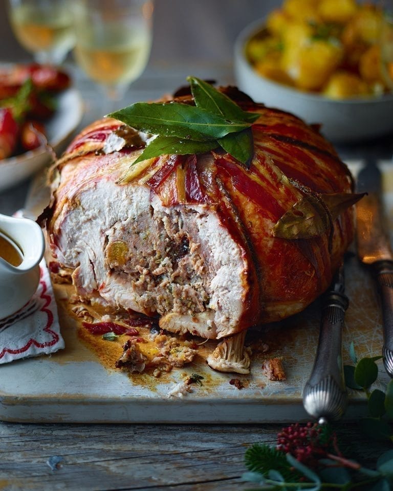 Turkey cushion with fruity sausagemeat stuffing