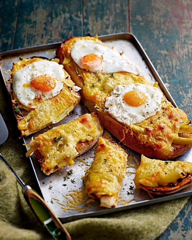 Braised leek and cheddar rarebit