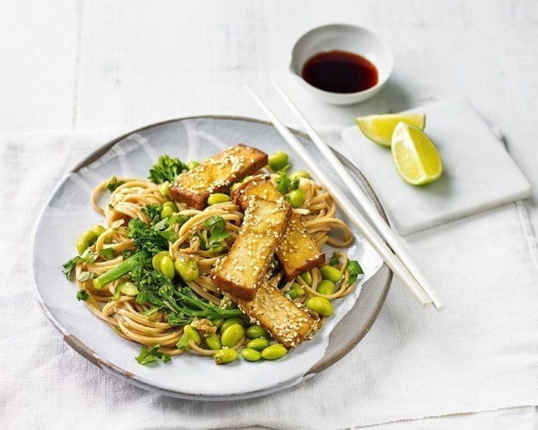 Tofu and edamame noodles