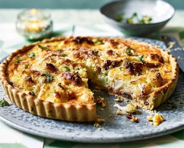 Sweet onion and cauliflower tart