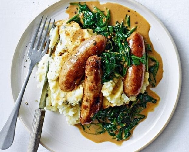 spinach and sausages