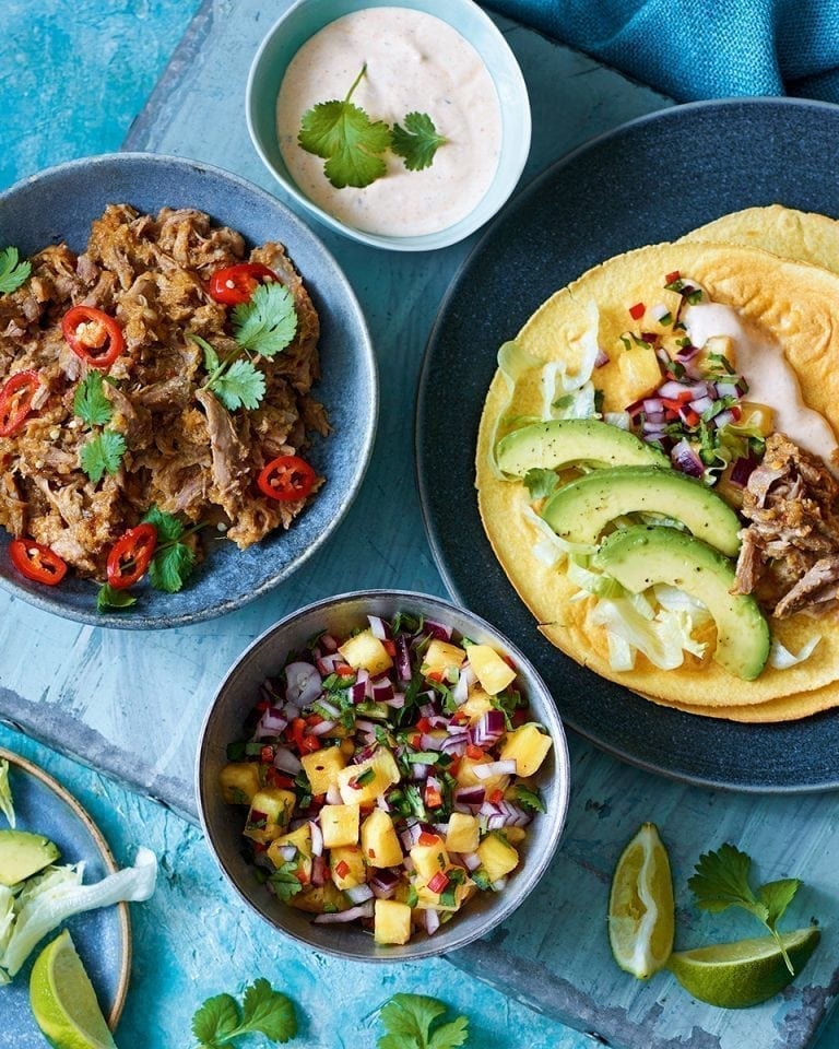 Slow-cooked duck tacos with pineapple salsa