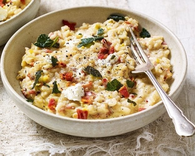 Leek and bacon risotto