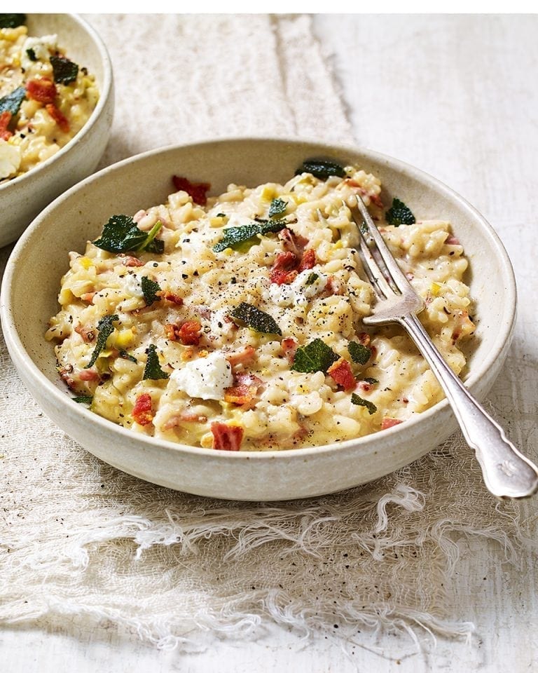 Smoky bacon and leek risotto recipe delicious. magazine