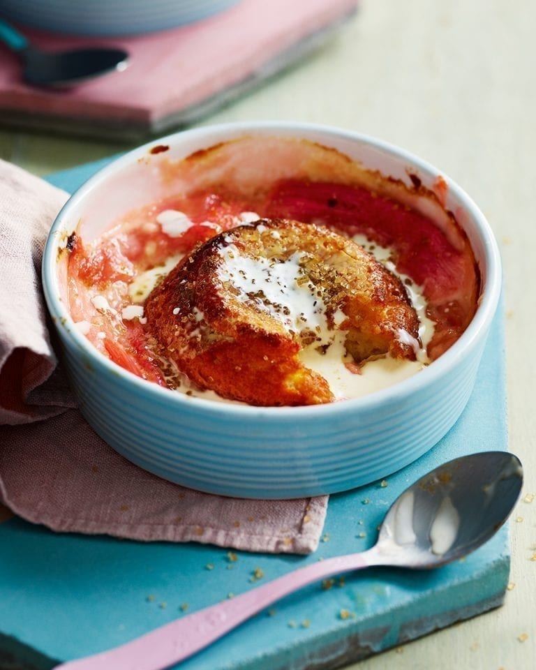 Rhubarb and ginger twice-baked soufflés