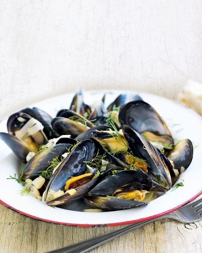 Mussels and cannellini beans in white wine recipe | delicious. magazine