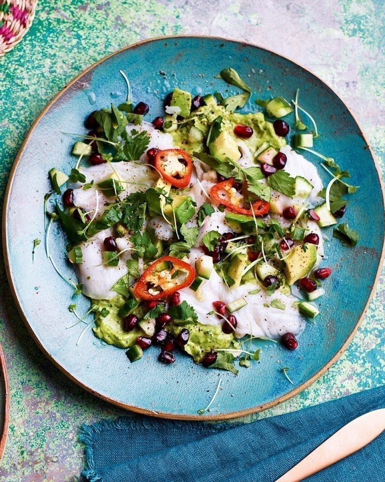 Sea bass ceviche with avocado