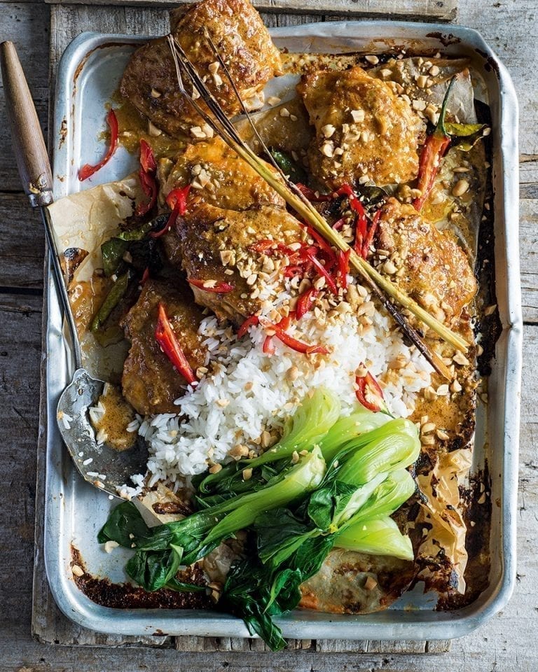 Oven-roasted chicken satay