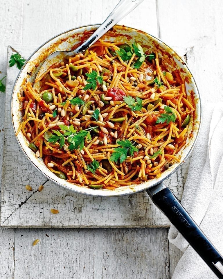 One-pot olive and anchovy vermicelli