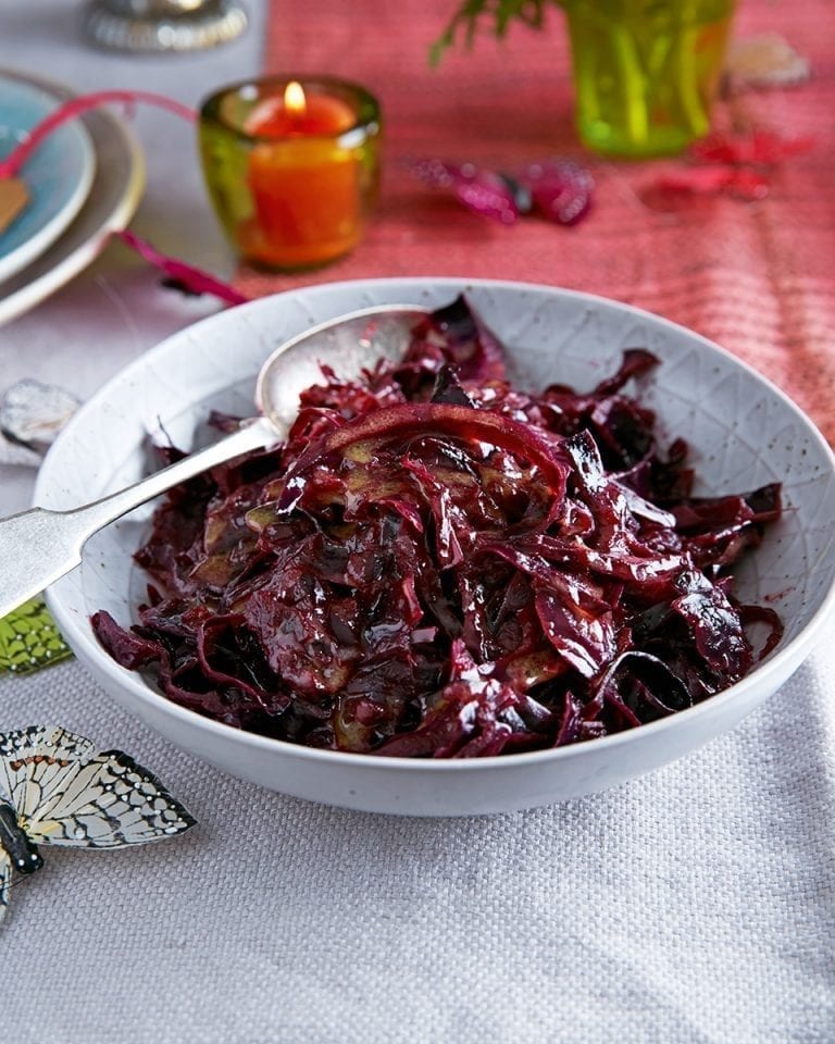 Braised red cabbage with apple & mustard vinaigrette