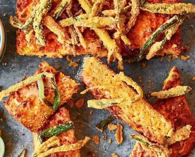 Cornbread with deep-fried crispy onions