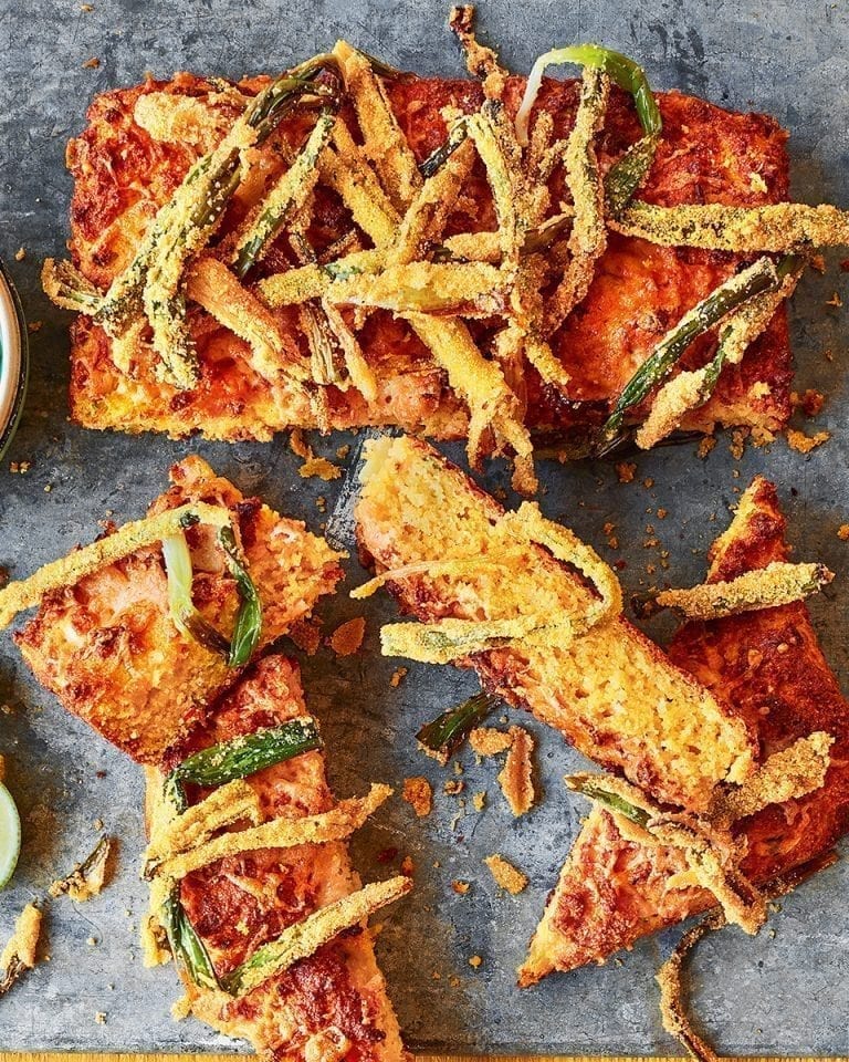 Cornbread with deep-fried crispy onions