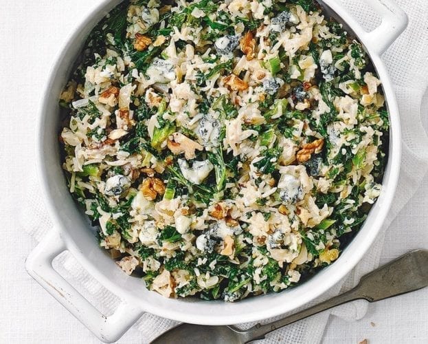 Speedy blue cheese, kale and walnut risotto