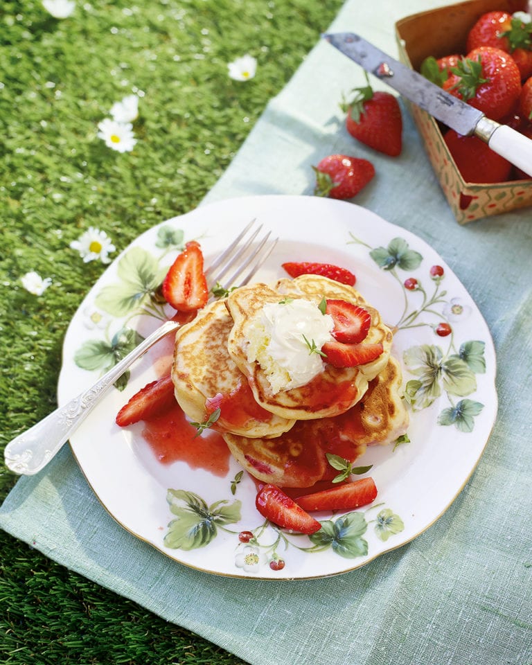 Strawberry and ricotta pancakes