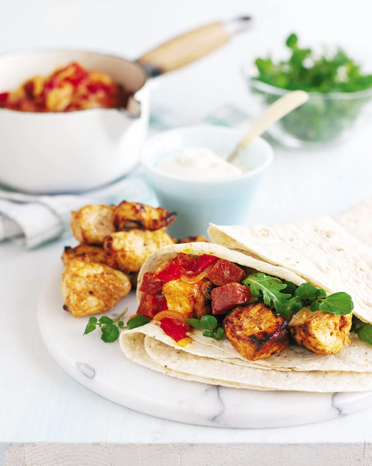 Chicken and chorizo wraps