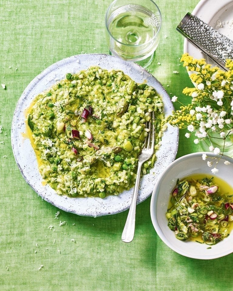 Asparagus, pea and mint risotto