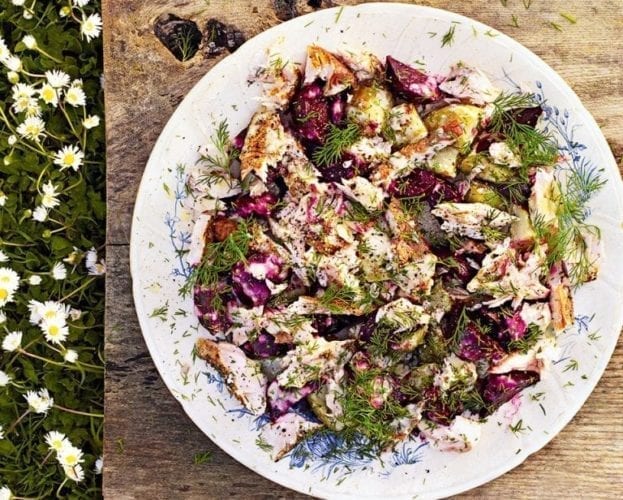 hot smoked trout and potato salad