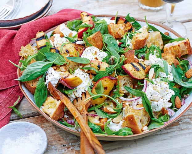 peach burrata panzanella