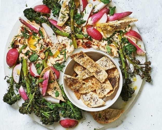 Dip and salad sharing platter