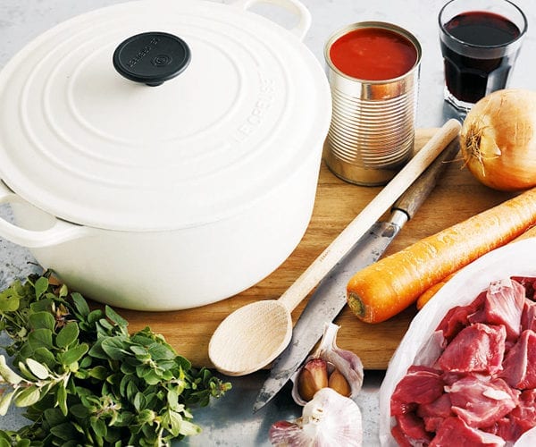 Quick summer bean sausage casserole in cider