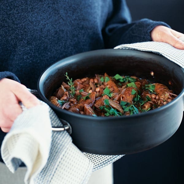 Sausage, haricot bean and red wine casserole