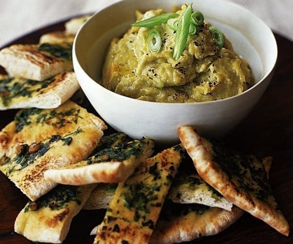 Avocado houmous with coriander pitta